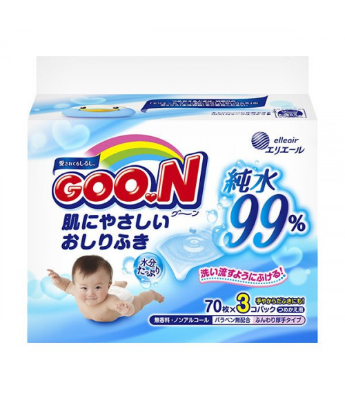 Baby Wet Wipes Goon 99% Pure Water 3x70 (210 counts)